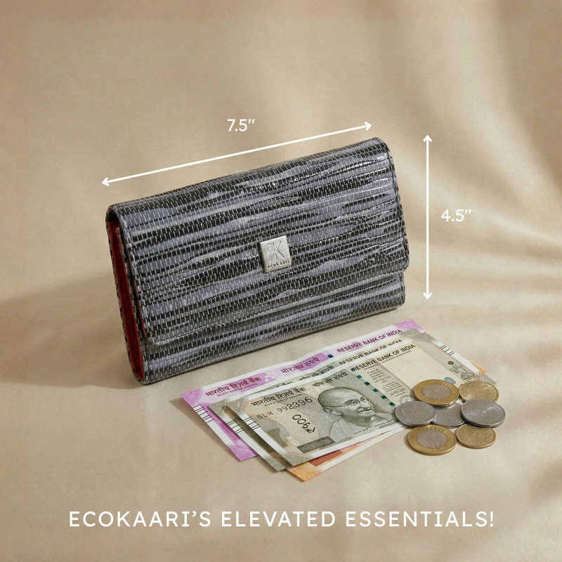 Dimensions of Upcycled Tri-Fold Wallet for Women