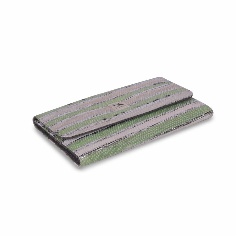 Upcycled Tri-Fold Wallet for Women side view