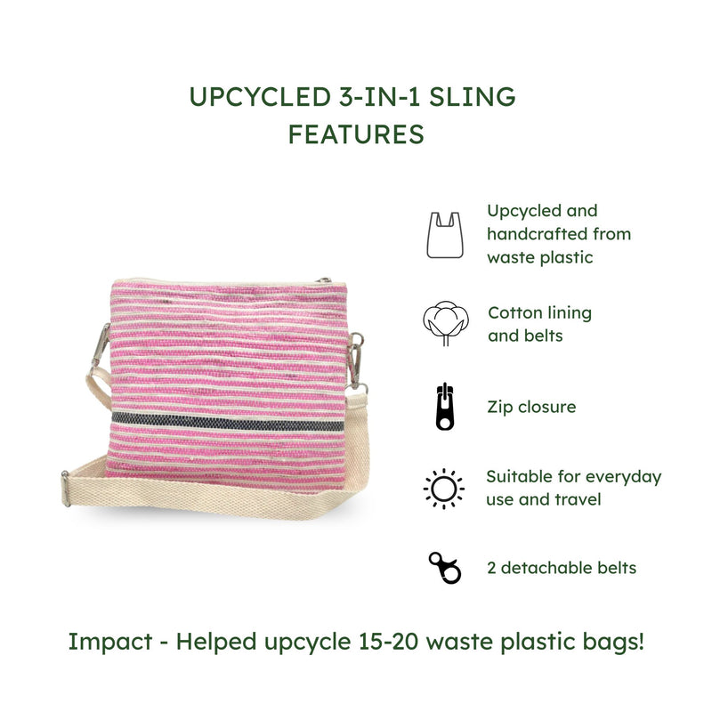 Upcycled 3-in-1 Sling Bag (3SB0020) | Handcrafted Crossbody