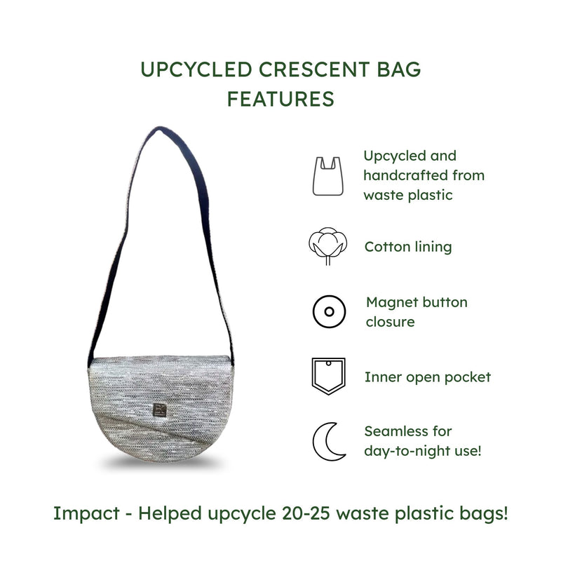 Upcycled Crescent Bag (CB0003) | Handcrafted Sling Bag