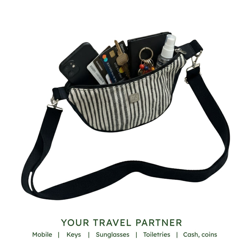 Upcycled Curve Sling Mini (CSM0002) | Handcrafted Compact Sling Bag