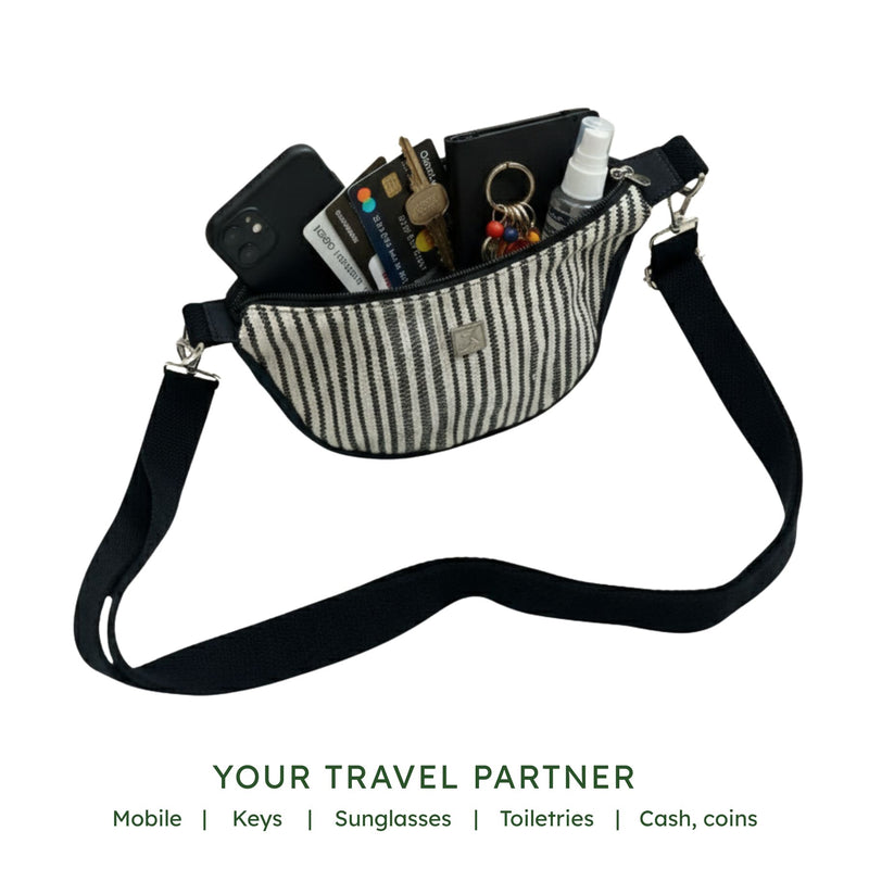 Upcycled Curve Sling (CS0002) | Handcrafted Compact Sling Bag