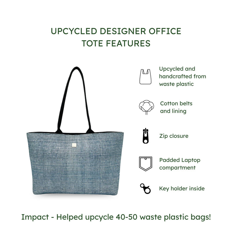 Upcycled Designer Office Tote Bag 16" (DOT0002) | Handcrafted Laptop Tote  Designer