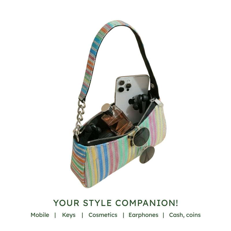 Upcycled Mini Baguette Bag (MBGT0012) | Sustainable Handbag for Women