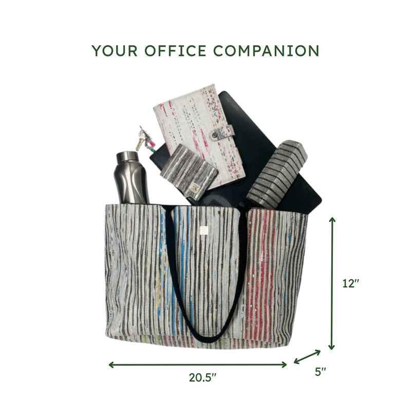 Upcycled Office Tote Bag 16" (OTL0022) | Handcrafted Laptop Tote