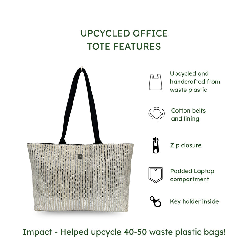 Upcycled Office Tote Bag 16" (OTL0022) | Handcrafted Laptop Tote