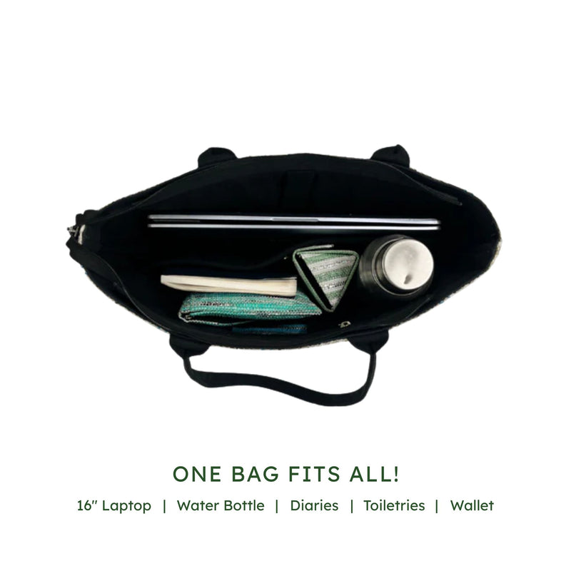 Upcycled Office Tote Bag 16" (OTL0022) | Handcrafted Laptop Tote