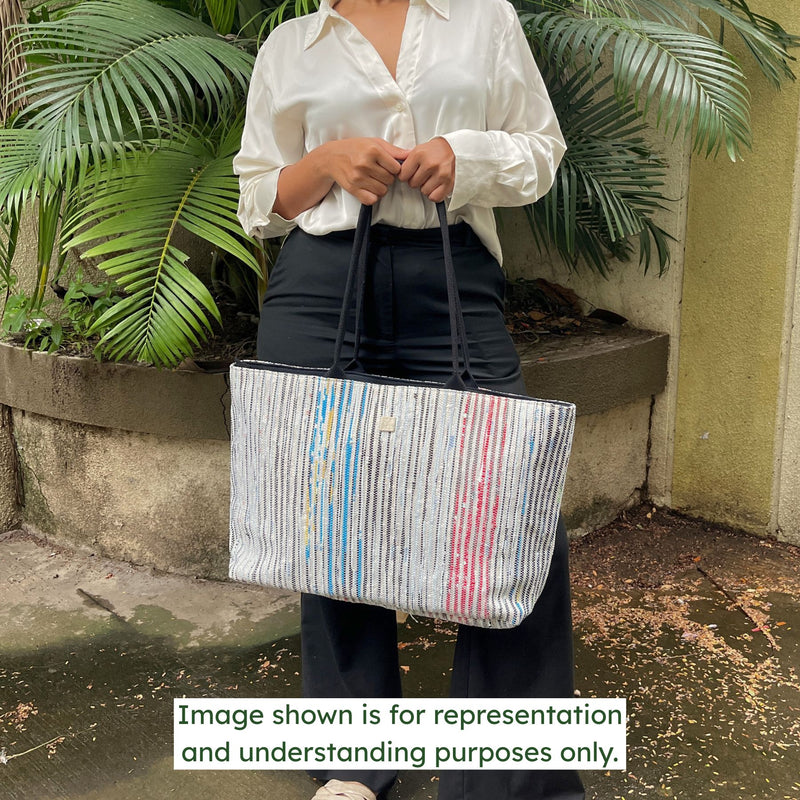 Upcycled Office Tote Bag 16" (OTL0022) | Handcrafted Laptop Tote