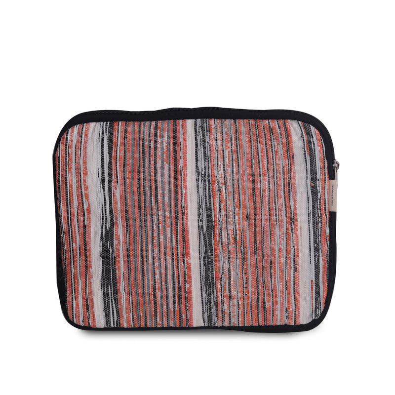 multicolour upcycled laptop sleeve back side